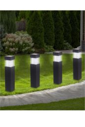 Groundlevel Set of 4 Solar Rattan Solar Lights in Brown - thumbnail 1
