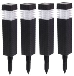 Groundlevel Set of 4 Solar Rattan Solar Lights in Brown - thumbnail 2