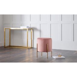 Ashfield Dusky Pink Velvet Stool in Baby Pink