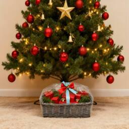 Gr8 Home Christmas Wicker Gift Hamper Basket DIY Kit in Grey - thumbnail 3