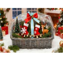 Gr8 Home Christmas Wicker Gift Hamper Basket DIY Kit in Grey - thumbnail 2