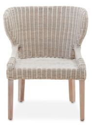 Orsina Wicker Grey Armchair with Wooden Legs, Rattan Outdoor Chair, Hand-woven Wicker Chair for Garden, Lounge in Cream - thumbnail 4