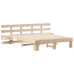 Berkfield Home with Drawer Brown 150 x 200 cm Solid pine wood in Beige - thumbnail 1