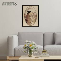 "Artery8 Helen Hyde The Secret Japanese Mother & Child Framed Canvas Art in Beige - Size: W12"" x H16""" - thumbnail 3