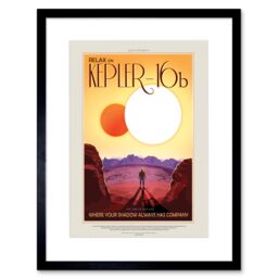 "Artery8 Wall Art Print NASA Space Travel Advert KEPLER-16B Artwork Framed 9X7 Inch in Black - Size: W7"" x H9""" - thumbnail 1