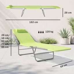 EONLION Green-Sun Bed Chair Garden Lounger Recliner in Green - Size: 100 cm - thumbnail 2