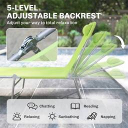 EONLION Green-Sun Bed Chair Garden Lounger Recliner in Green - Size: 100 cm - thumbnail 3