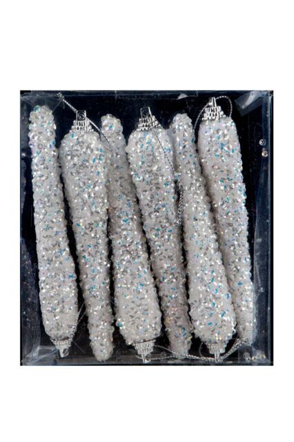 VFM e-Store Christmas Tree Decoration Crystal Look Icicles Ornament 6 in White - image 1