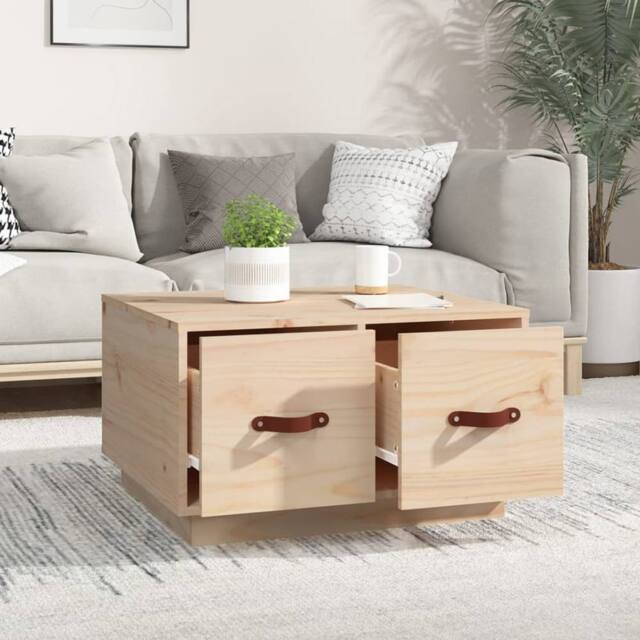 Berkfield Home Beautiful Coffee Table 60x53x35 cm Solid Wood Pine in Light Tan - Size: 60 x 53 x 35 cm - image 1