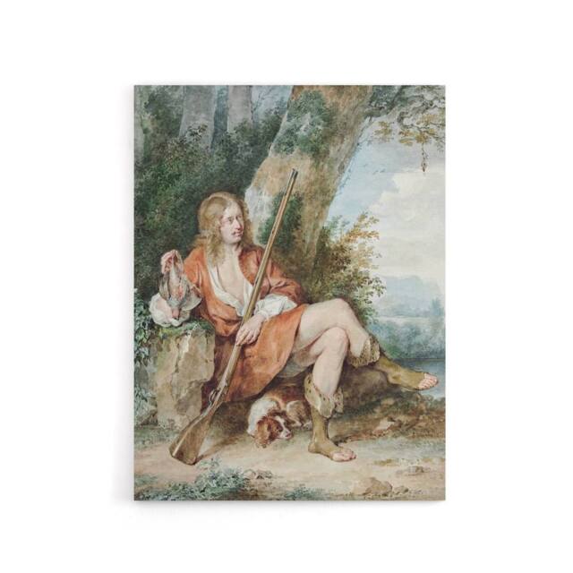 "Artery8 Resting Hunter with Partridge by a Tree Schouman Canvas Wall Art Print - Size: W12"" x H16""" - image 1