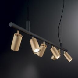 Netlighting Dynamite Indoor Spotlight Ceiling Pendant Lamp 6 Lights Brass Satin GU10 in Yellow - thumbnail 2