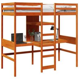 Berkfield Home Loft Bed Frame without Mattress Wax Brown 80x200cm Solid Wood Pine - Size: 80x200 cm - thumbnail 4