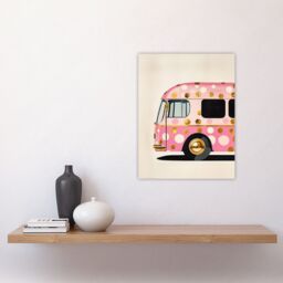 "Artery8 Pink Glamour Party Bus Gold Polka Dot Modern Wall Art Print - Size: W24"" x H32""" - thumbnail 4