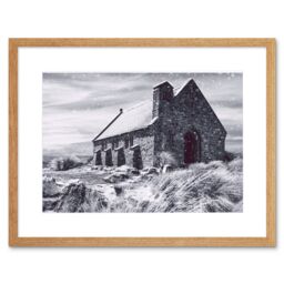 "Artery8 Wall Art Print Church Good Shepherd Tekapo New Zealand Framed in Beige - Size: W7"" x H9""" - thumbnail 1