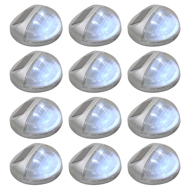 Berkfield Home Outdoor Solar Wall Lamps LED 12 pcs Round Silver - image 1