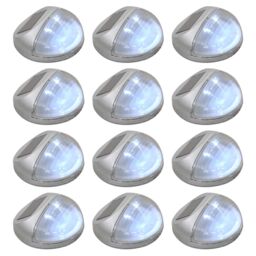 Berkfield Home Outdoor Solar Wall Lamps LED 12 pcs Round Silver - thumbnail 1