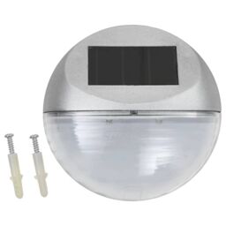 Berkfield Home Outdoor Solar Wall Lamps LED 12 pcs Round Silver - thumbnail 2