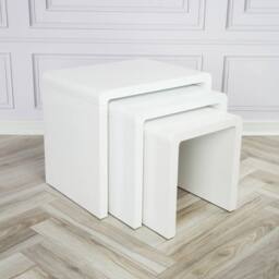 FORGEVIO Nest of Tables Set of 3 Gloss Coffee Side Furniture White