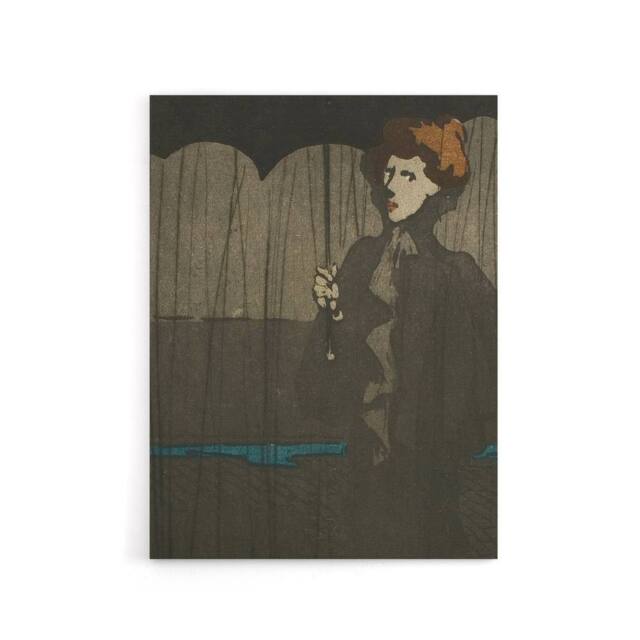 "Artery8 The Shower Art Nouveau Painting Steinlen Canvas Wall Art in Grey - Size: W18"" x H24""" - image 1