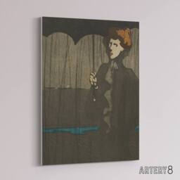 "Artery8 The Shower Art Nouveau Painting Steinlen Canvas Wall Art in Grey - Size: W18"" x H24""" - thumbnail 2