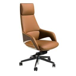 Angel Cerda Swivel Office Chair in Leatherette in Brown