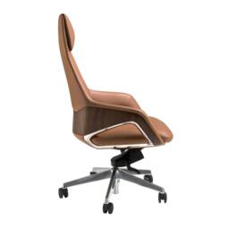 Angel Cerda Swivel Office Chair in Leatherette in Brown - thumbnail 6