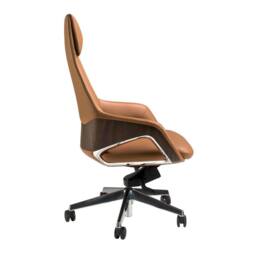 Angel Cerda Swivel Office Chair in Leatherette in Brown - thumbnail 7