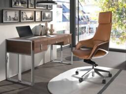 Angel Cerda Swivel Office Chair in Leatherette in Brown - thumbnail 4