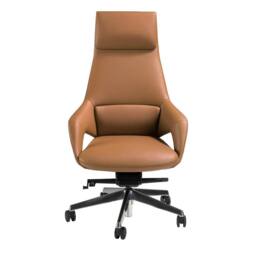 Angel Cerda Swivel Office Chair in Leatherette in Brown - thumbnail 2
