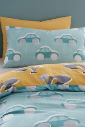 Bedlam 'Cool Cars' 100% Cotton Reversible Duvet Cover Set in Duck Egg Blue - Size: Single - thumbnail 2