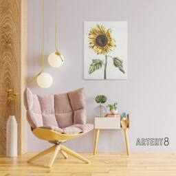 "Artery8 Sunflower Vintage Flower Painting Teyler Canvas Wall Art in White - Size: W18"" x H24""" - thumbnail 3