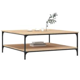 Berkfield Home Coffee Table Sonoma Oak 100x100x40 cm Engineered Wood in Tan - Size: 100 x 100 x 40 cm - thumbnail 3