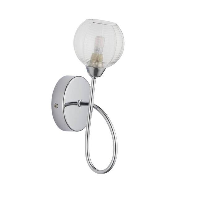 First Choice Lighting Tatton - Chrome with Ribbed Glass Wall Lamp in Silver - image 1
