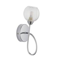 First Choice Lighting Tatton - Chrome with Ribbed Glass Wall Lamp in Silver - thumbnail 1