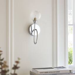 First Choice Lighting Tatton - Chrome with Ribbed Glass Wall Lamp in Silver - thumbnail 5
