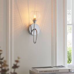 First Choice Lighting Tatton - Chrome with Ribbed Glass Wall Lamp in Silver - thumbnail 6