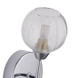 First Choice Lighting Tatton - Chrome with Ribbed Glass Wall Lamp in Silver - thumbnail 4