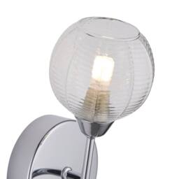 First Choice Lighting Tatton - Chrome with Ribbed Glass Wall Lamp in Silver - thumbnail 3
