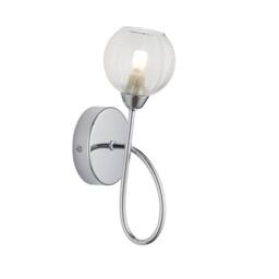 First Choice Lighting Tatton - Chrome with Ribbed Glass Wall Lamp in Silver - thumbnail 2