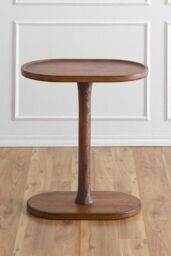 MH London 'Campbell' C Shape Handmade Solid Wood Living Room Sofa Side Table Bedside End Table in Walnut - thumbnail 5