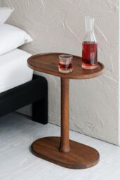 MH London 'Campbell' C Shape Handmade Solid Wood Living Room Sofa Side Table Bedside End Table in Walnut - thumbnail 2