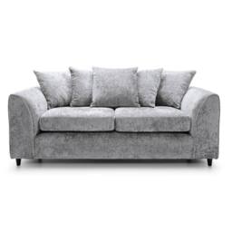 Furnishings For Less UK Monaco Chenille Fabric 3 Piece Sofa Suite - 3, 2 & Armchair Seater Scatter Back in Light Grey - thumbnail 2