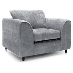 Furnishings For Less UK Monaco Chenille Fabric 3 Piece Sofa Suite - 3, 2 & Armchair Seater Scatter Back in Light Grey - thumbnail 4
