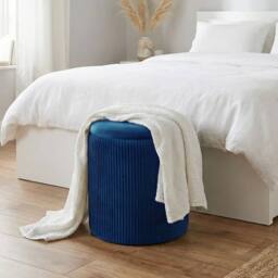 EONLION Round Storage Ottoman with Removable Top, Blue - Size: 100 cm - thumbnail 3