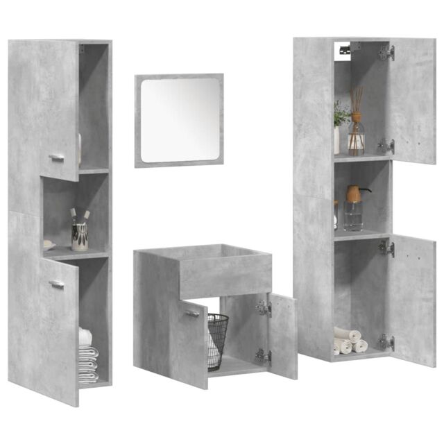 Berkfield Home 4 Piece Bathroom Furniture Set Concrete Grey Engineered Wood - image 1
