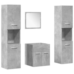 Berkfield Home 4 Piece Bathroom Furniture Set Concrete Grey Engineered Wood - thumbnail 2