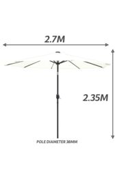 Glamhaus Cream Solar Power LED Tilting Parasol Waterproof Garden Umbrella 2.7M - thumbnail 3
