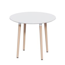 Home Discount Vida Designs Batley 4 Seater Round Dining Table MDF Solid Beech Wood Dining Kitchen Furniture in White - thumbnail 8