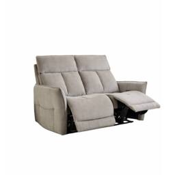 Aspire Grayson Fabric Upholstered Power Recliner Two Seater Sofa with USB in Fawn - Size: 2 Seater - thumbnail 3