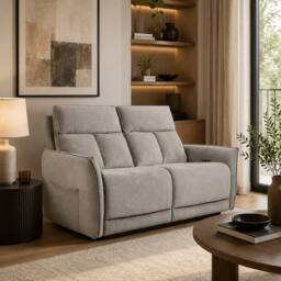Aspire Grayson Fabric Upholstered Power Recliner Two Seater Sofa with USB in Fawn - Size: 2 Seater - thumbnail 1